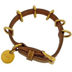 プラダ ロゴ チャーム ブレスレット 腕輪 ブレスレット サフィアーノレザー GP ブラウン ゴールド レディース 【中古】bracc