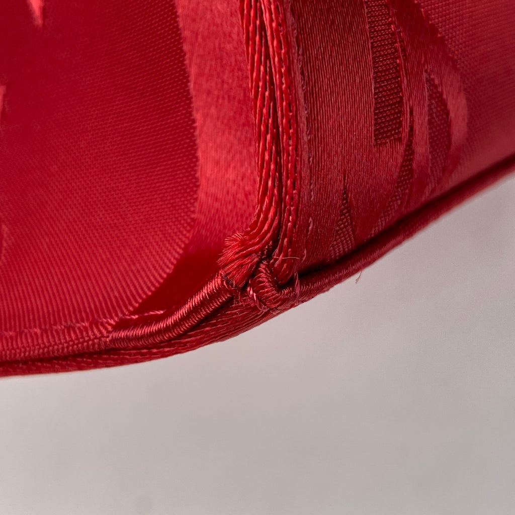 イヴ・サンローラン ロゴ ハンドバッグ YSL ストライプ ハンドバッグ サテン レッド レディース 【中古】brbag