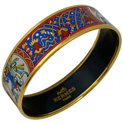 エルメス エマイユ GM 七宝焼き ブレスレット バングル GP ゴールド レッド レディース 【中古】bracc