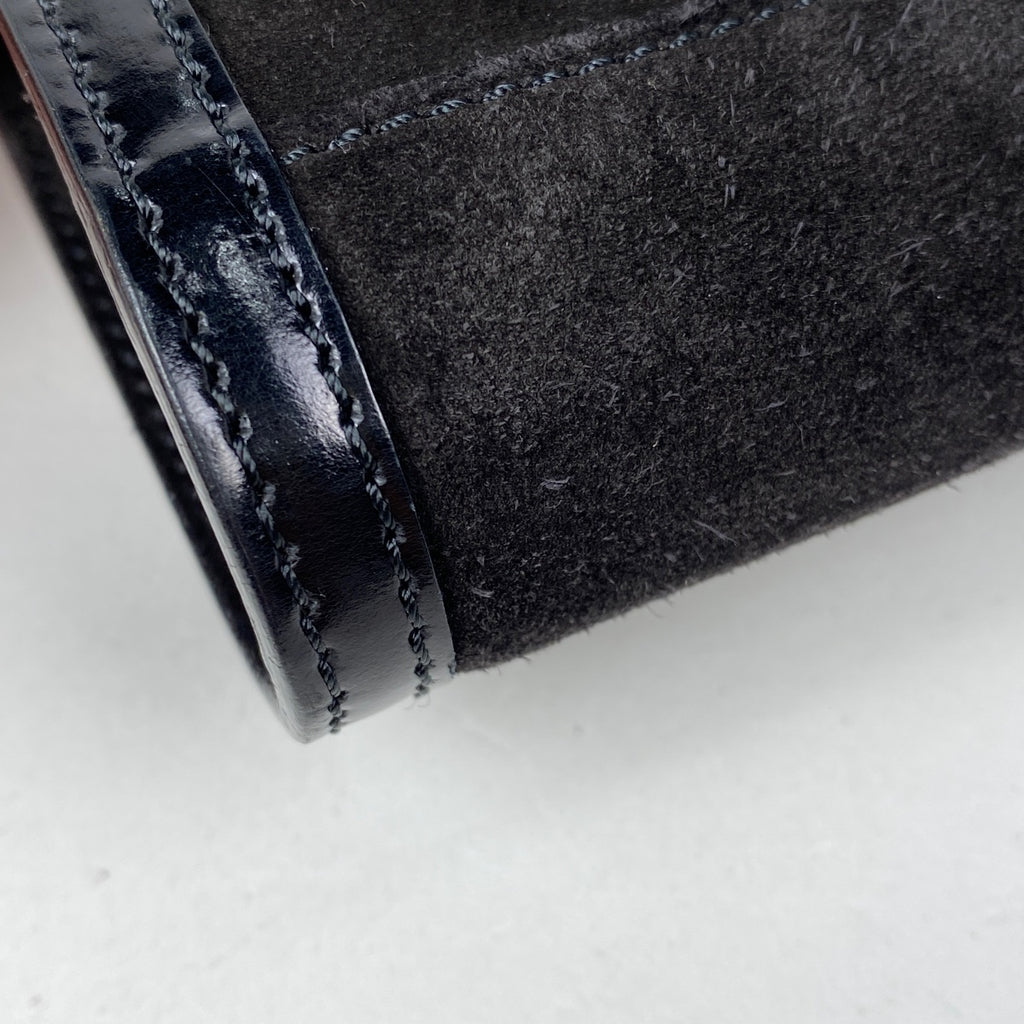 セリーヌ サークル ロゴ ショルダーバッグ 斜め掛け ショルダーバッグ スエード ブラック レディース 【中古】brbag