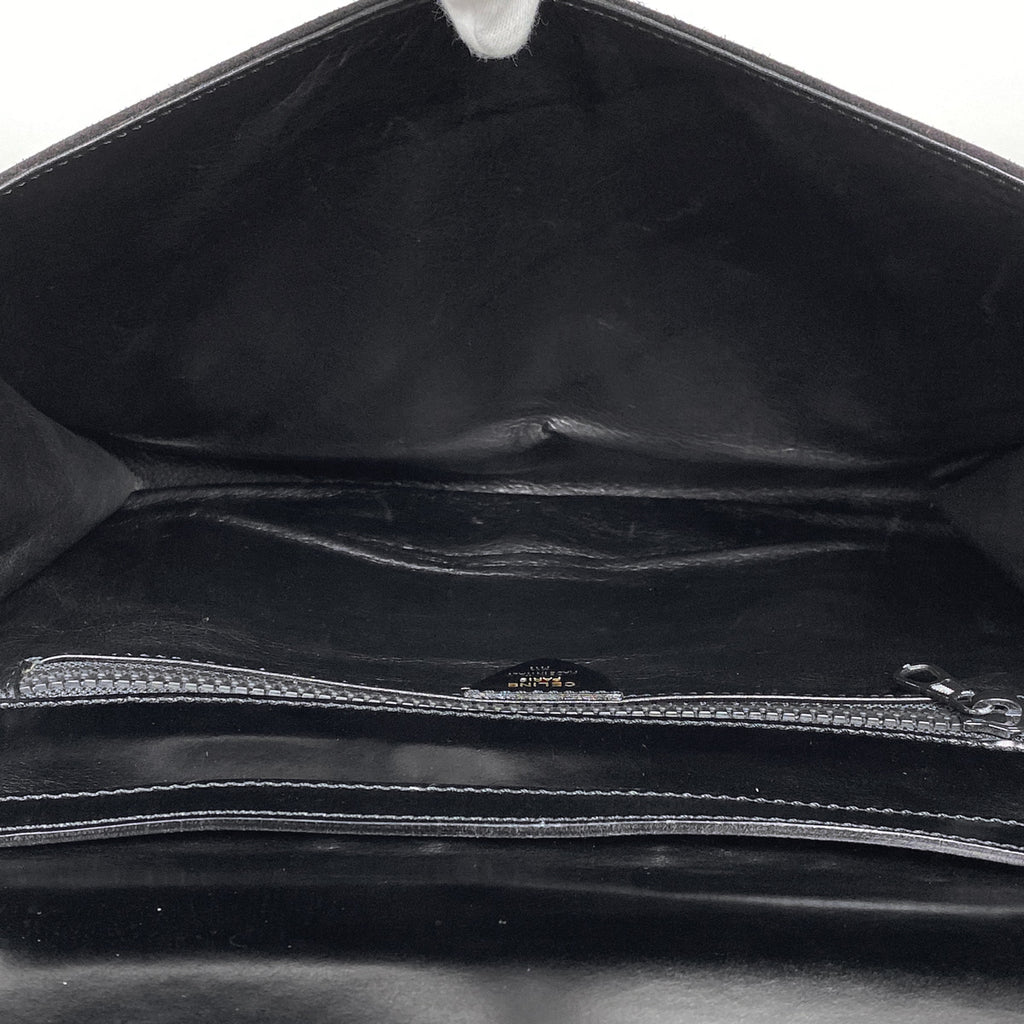 セリーヌ サークル ロゴ ショルダーバッグ 斜め掛け ショルダーバッグ スエード ブラック レディース 【中古】brbag