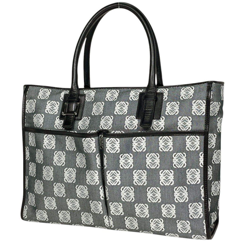 ロエベ アナグラム トートバッグ ハンドバッグ キャンバス ブラック ホワイト レディース 【中古】brbag