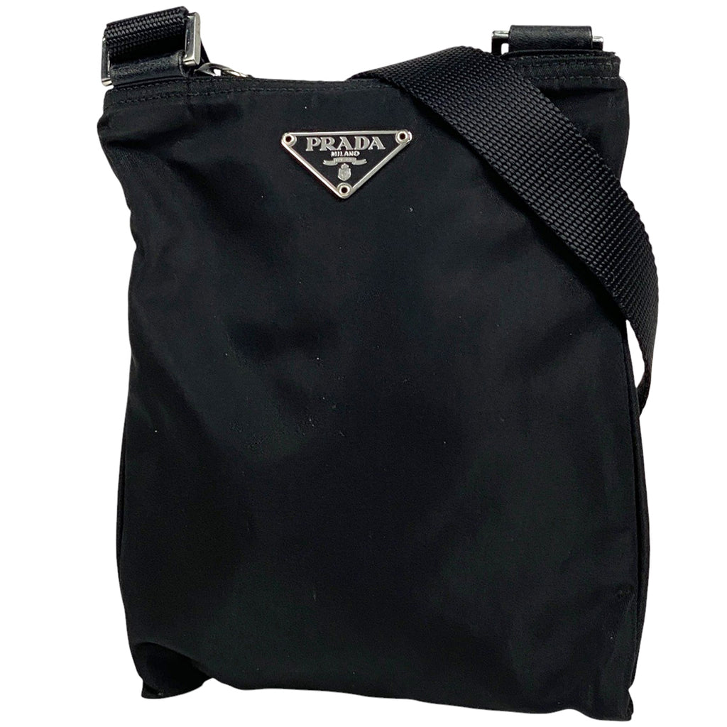 プラダ ロゴプレート ショルダーバッグ 斜め掛け ミニ ショルダーバッグ ナイロン ネロ(ブラック) 【中古】brbag