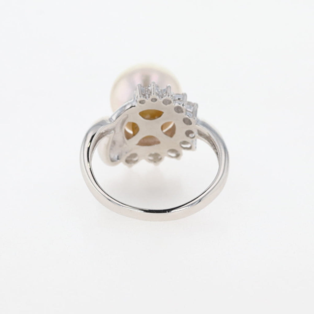 パール デザインリング プラチナ 指輪 メレダイヤ 真珠 リング 8号 Pt900 パール ダイヤモンド レディース 【中古】nbjwl