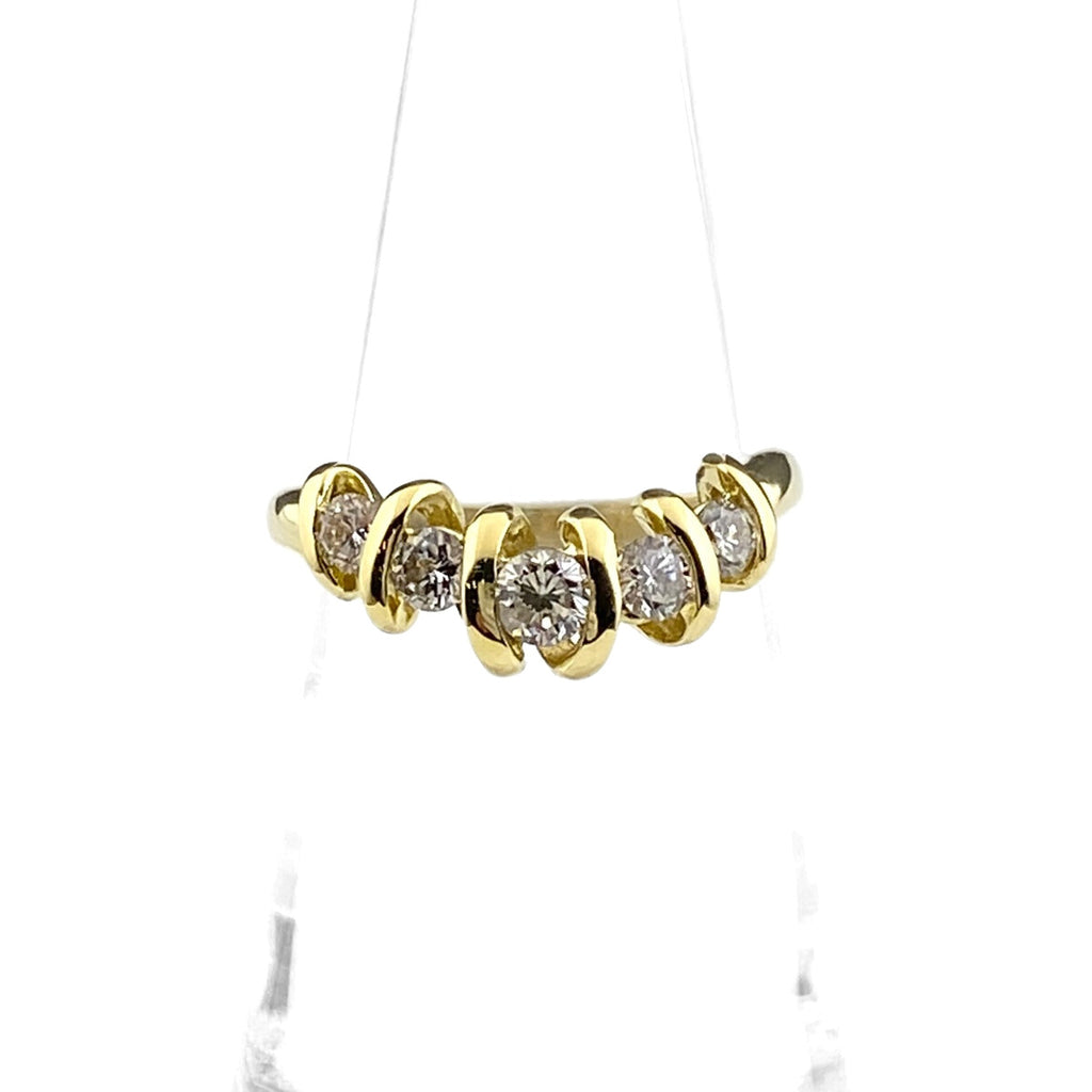 メレダイヤ デザインリング YG イエローゴールド 指輪 リング 10.5号 K18 ダイヤモンド レディース 【中古】nbjwl