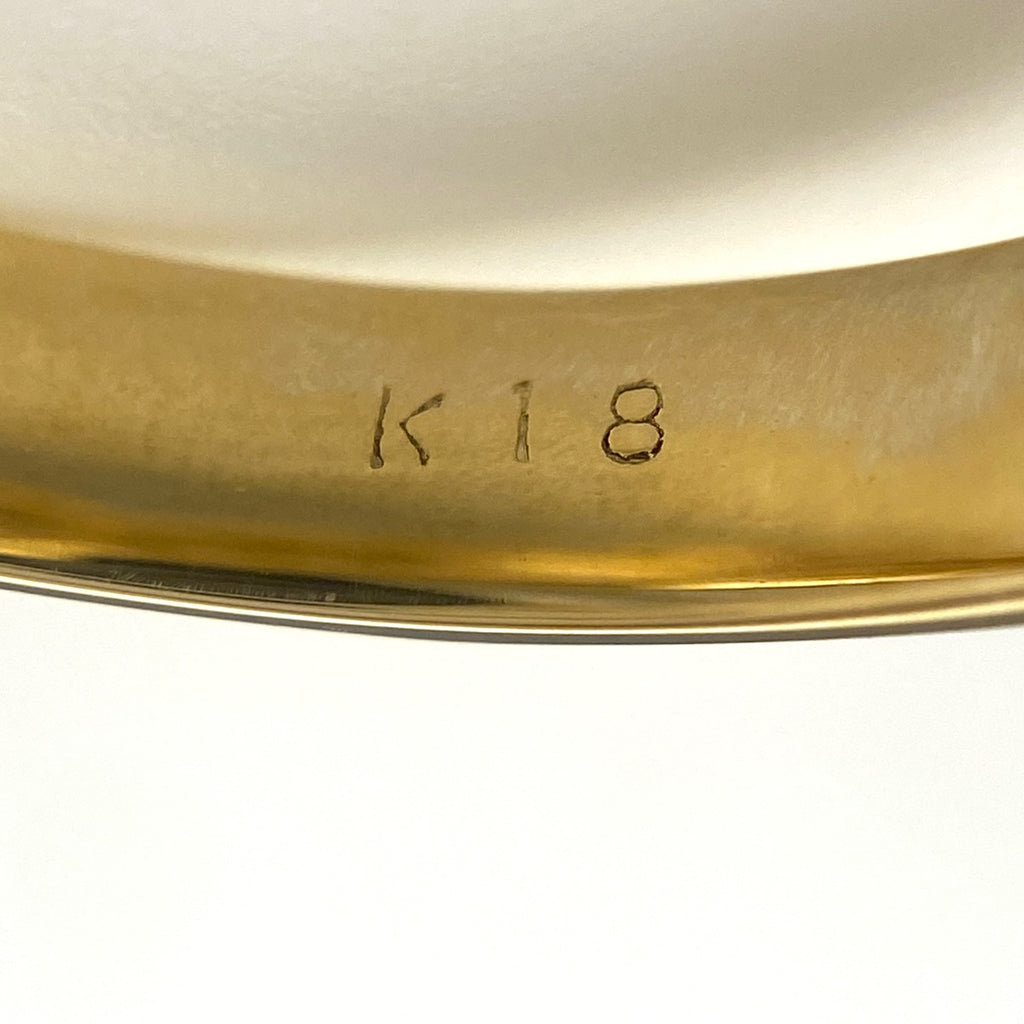 フラワーモチーフ デザインリング YG イエローゴールド 指輪 メレダイヤ 花 リング 9号 K18 ダイヤモンド レディース 【中古】nbjwl