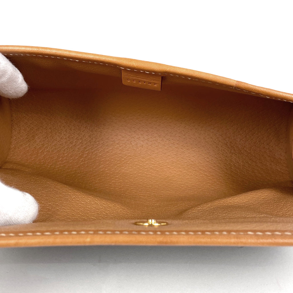 セリーヌ マカダム柄 ポーチ メイク コスメ 化粧ポーチ コーティングキャンバス ブラウン レディース 【中古】brbag