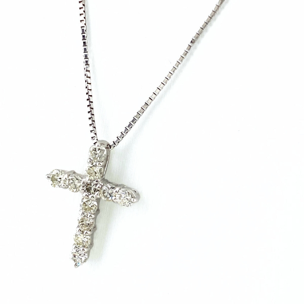 クロスモチーフ デザインネックレス プラチナ ペンダント メレダイヤ ネックレス Pt900 Pt850 ダイヤモンド レディース 【中古】nbjwl