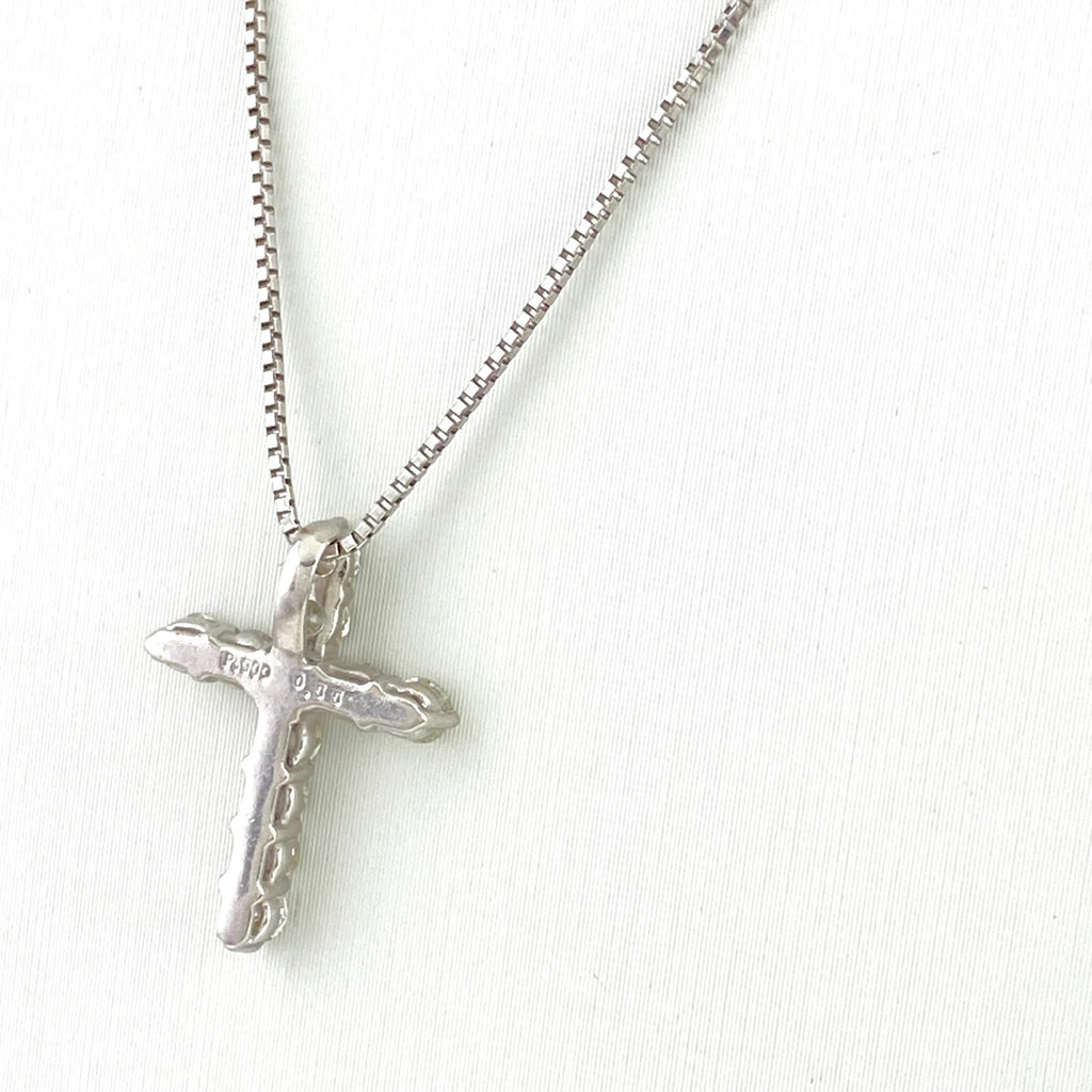 クロスモチーフ デザインネックレス プラチナ ペンダント メレダイヤ ネックレス Pt900 Pt850 ダイヤモンド レディース 【中古】nbjwl