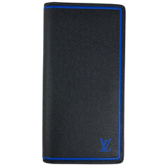 ルイ・ヴィトン ポルトフォイユ ブラザ 札入れ 小銭入れ 長財布 タイガ ノワール(ブラック) ブルー M63300 メンズ 【中古】brbag