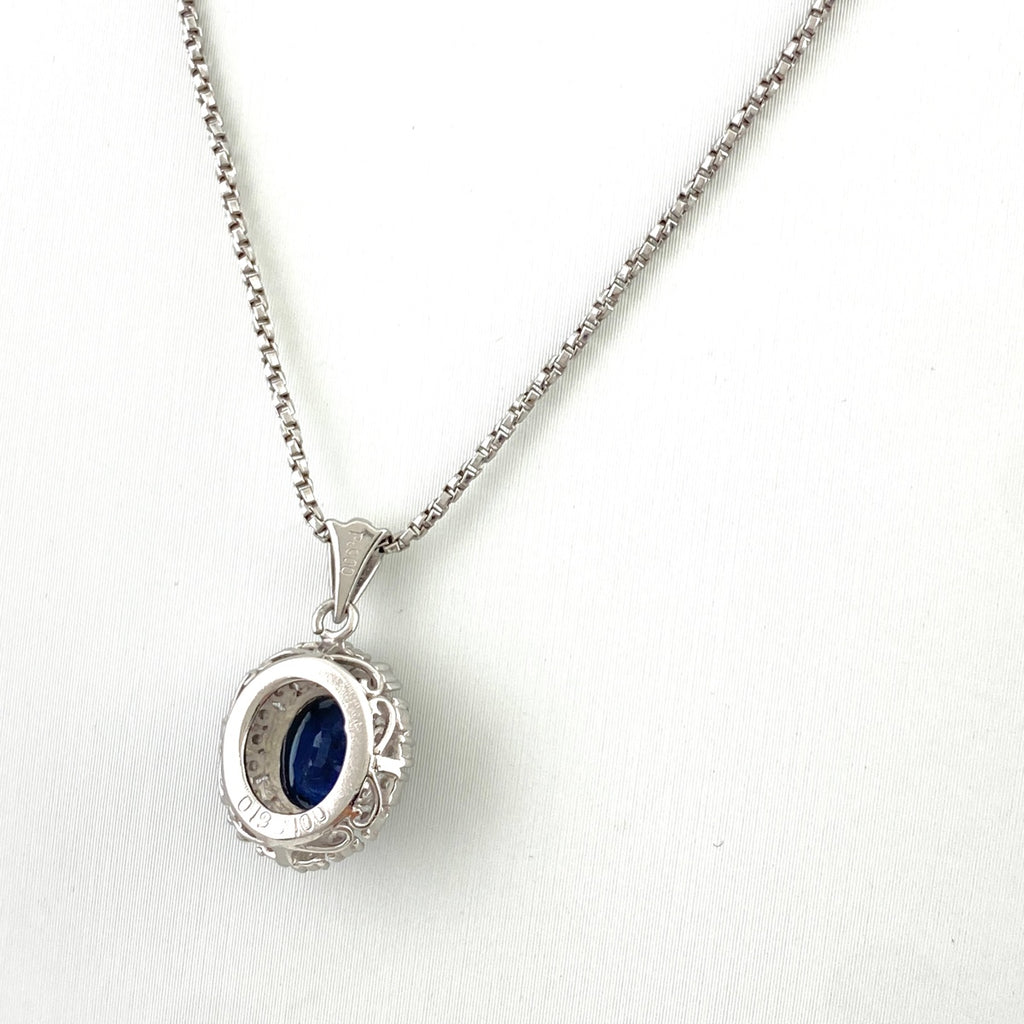サファイア デザインネックレス プラチナ ペンダント メレダイヤ ネックレス Pt900 Pt850 サファイア レディース 【中古】nbjwl