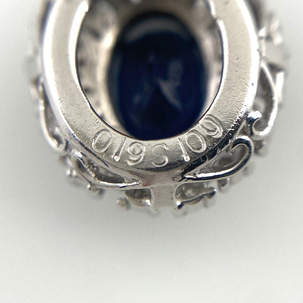 サファイア デザインネックレス プラチナ ペンダント メレダイヤ ネックレス Pt900 Pt850 サファイア レディース 【中古】nbjwl