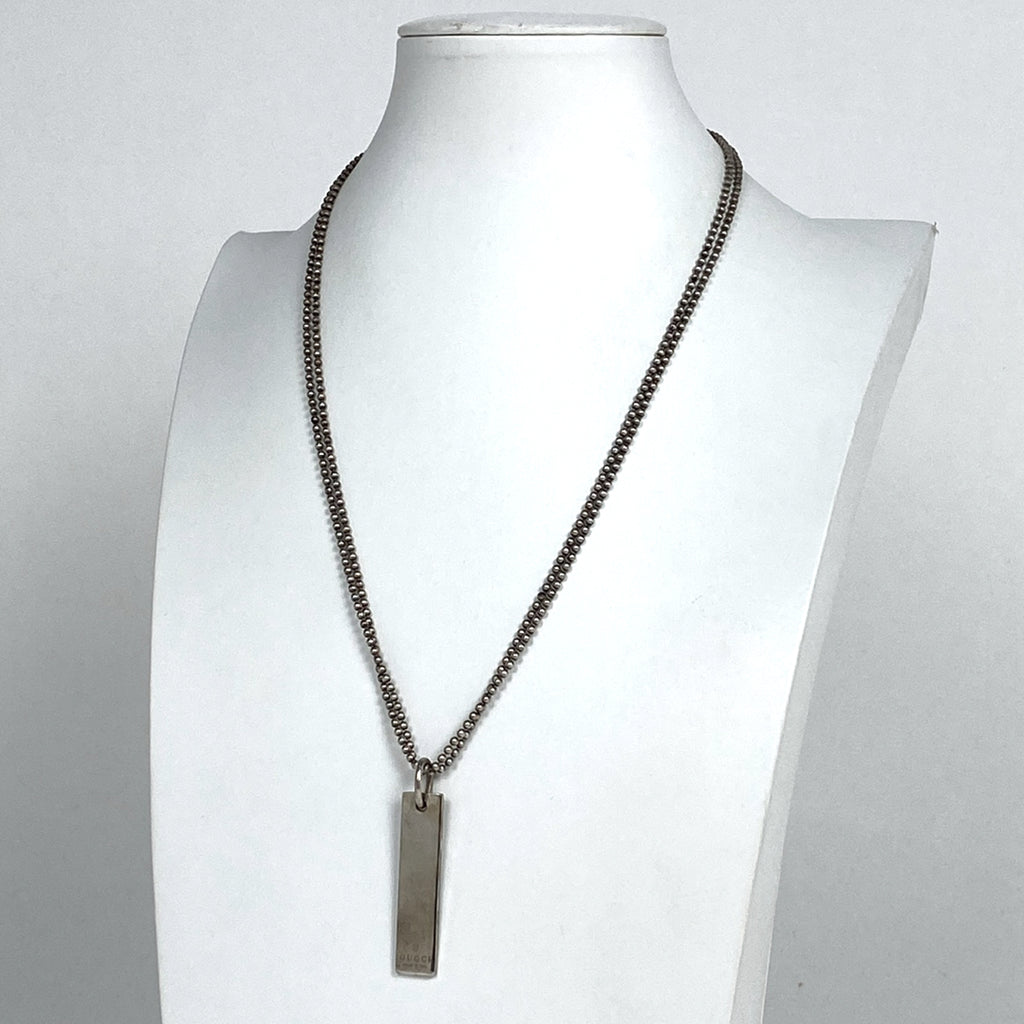 グッチ ロゴプレート ネックレス 2連 ボールチェーン ネックレス シルバー925 シルバー レディース 【中古】bracc