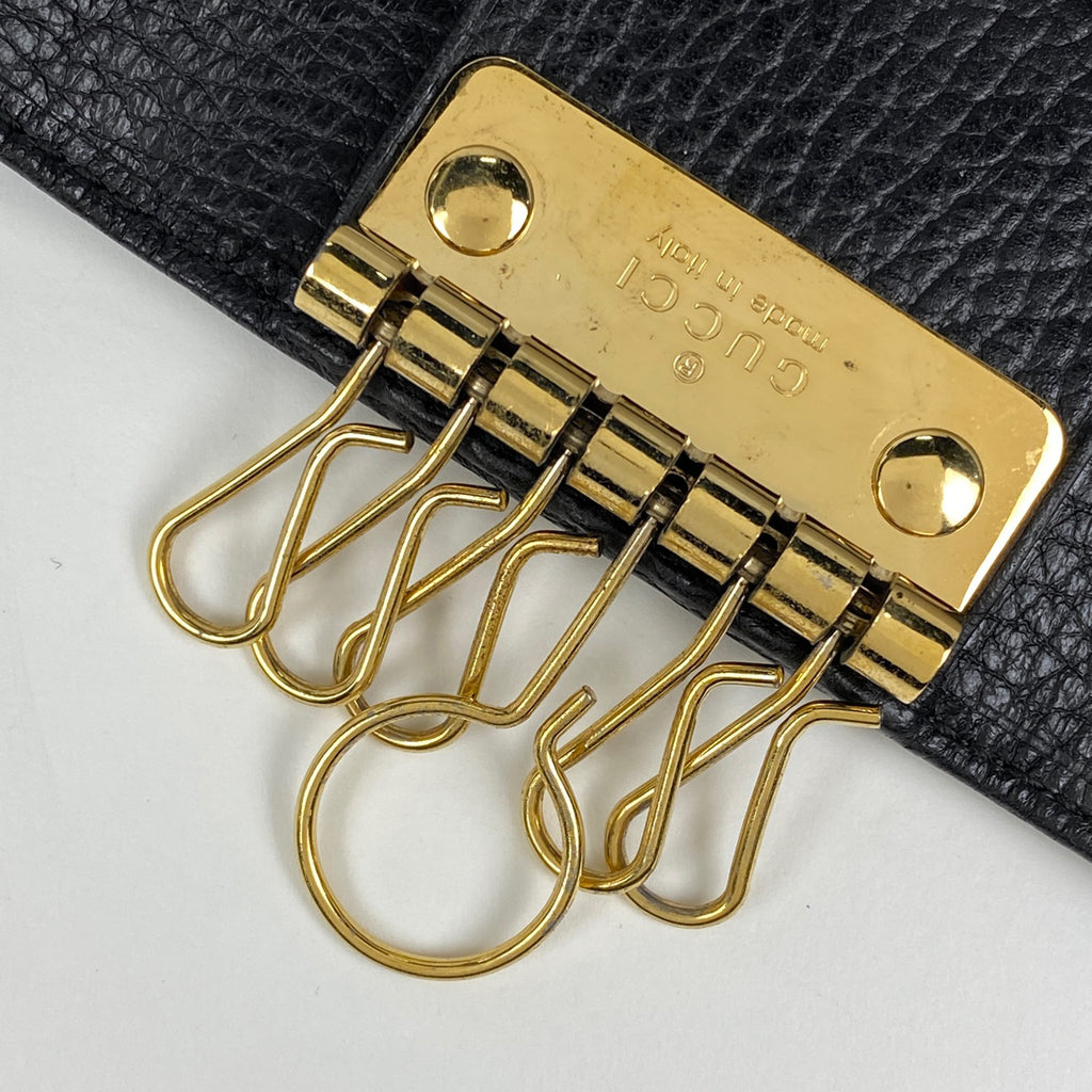 グッチ GGマーモント 6連 キーケース ダブルG キーフック キーケース レザー ブラック 456118 レディース 【中古】brbag