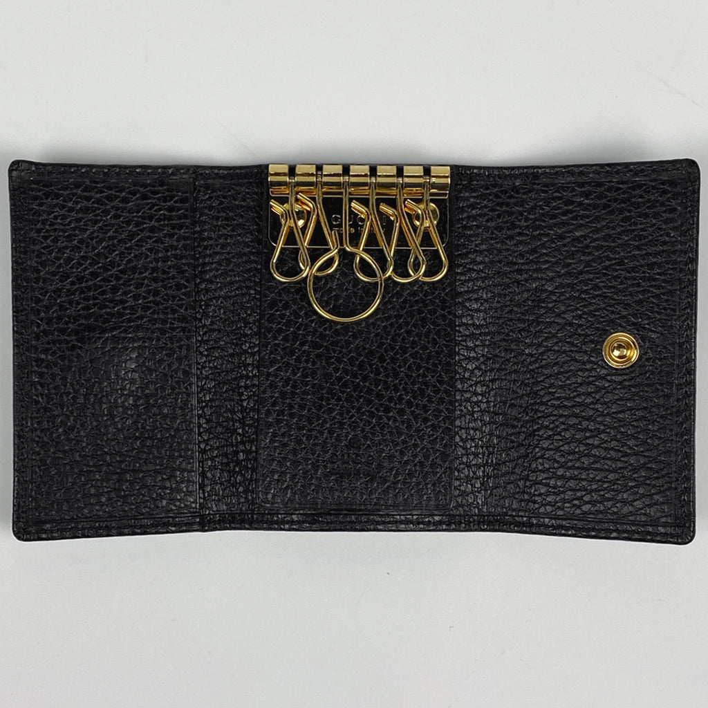 グッチ GGマーモント 6連 キーケース ダブルG キーフック キーケース レザー ブラック 456118 レディース 【中古】brbag
