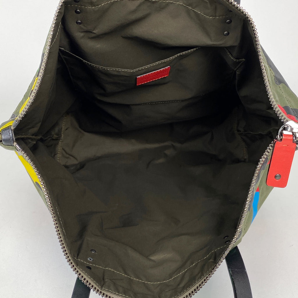 ヴァレンティノ・ガラヴァーニ ロックスタッズ トートバッグ カモフラージュ 迷彩柄 トートバッグ ナイロン グリーン マルチカラー レディース 【中古】brbag