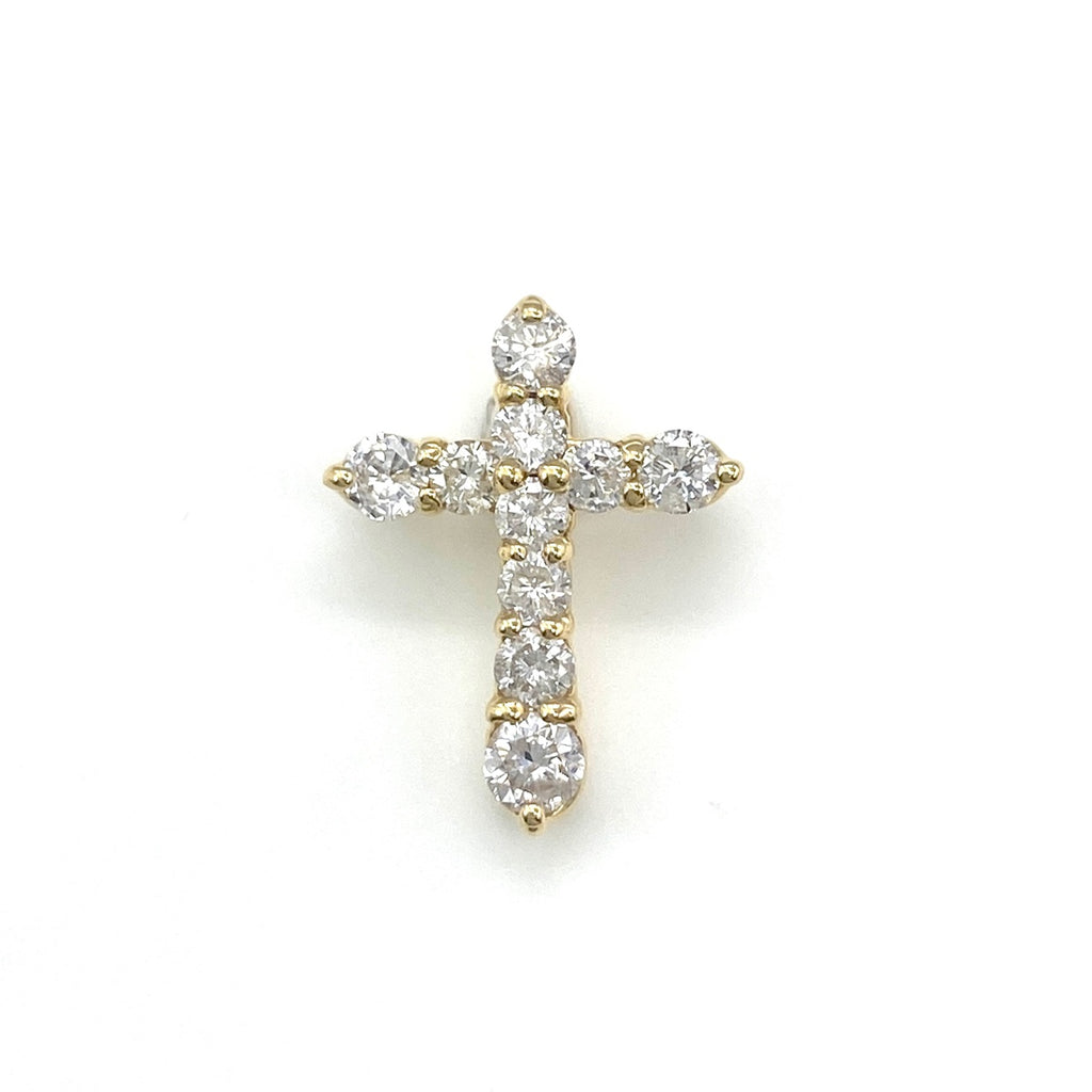クロスモチーフ ペンダントトップ YG イエローゴールド メレダイヤ ペンダントトップ K18 ダイヤモンド レディース 【中古】nbjwl