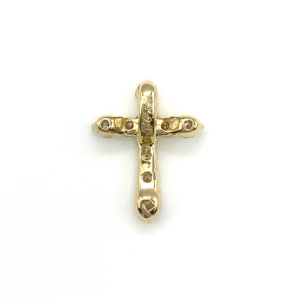 クロスモチーフ ペンダントトップ YG イエローゴールド メレダイヤ ペンダントトップ K18 ダイヤモンド レディース 【中古】nbjwl