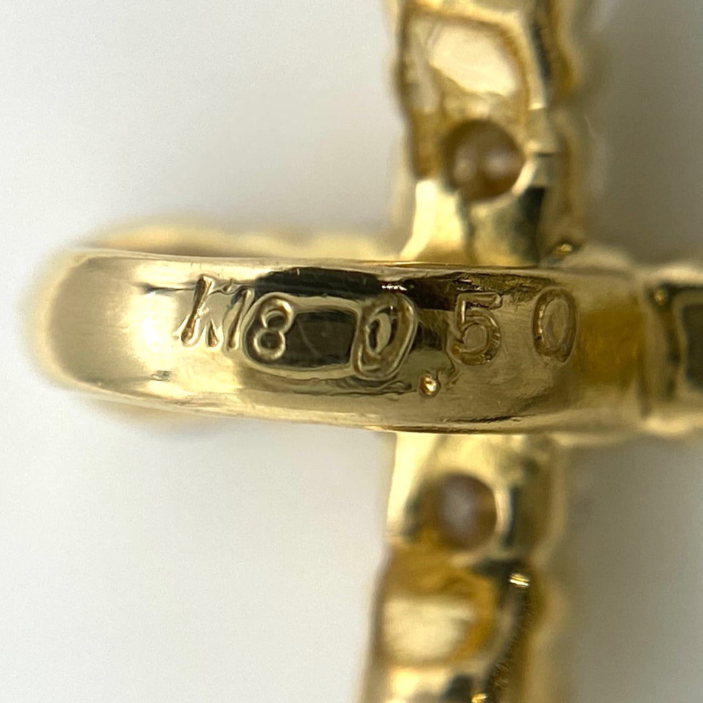 クロスモチーフ ペンダントトップ YG イエローゴールド メレダイヤ ペンダントトップ K18 ダイヤモンド レディース 【中古】nbjwl