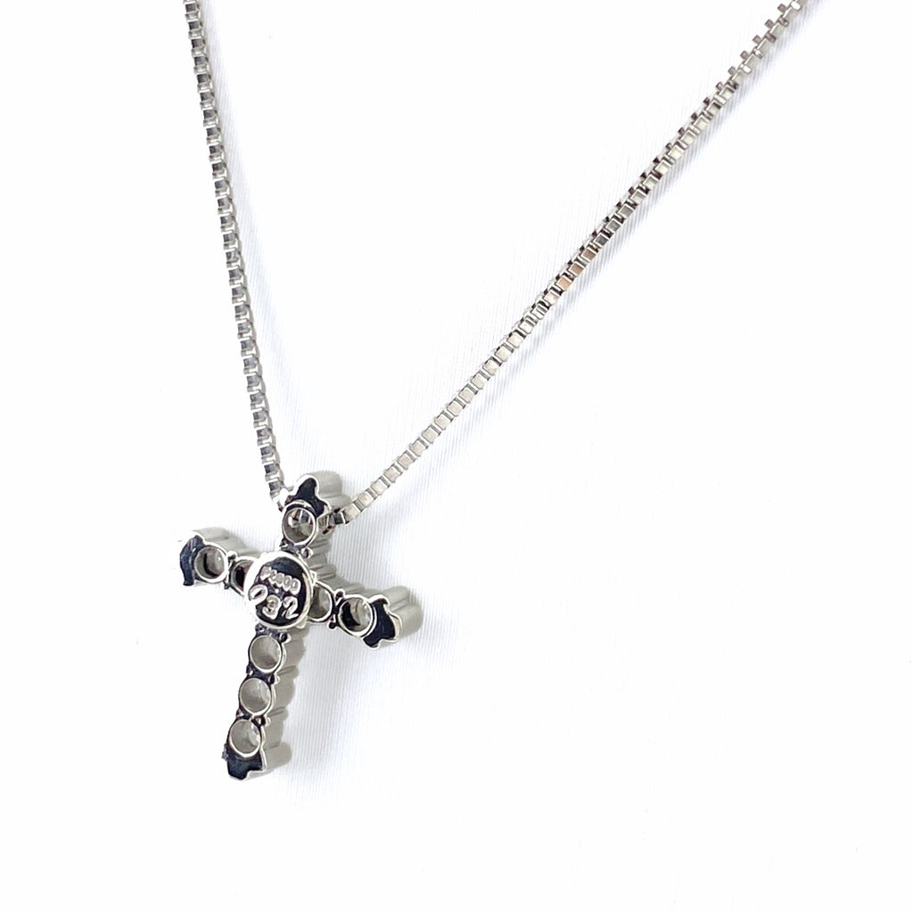 クロスモチーフ デザインネックレス プラチナ ペンダント メレダイヤ 十字架 ネックレス Pt900 Pt850 ダイヤモンド レディース 【中古】nbjwl