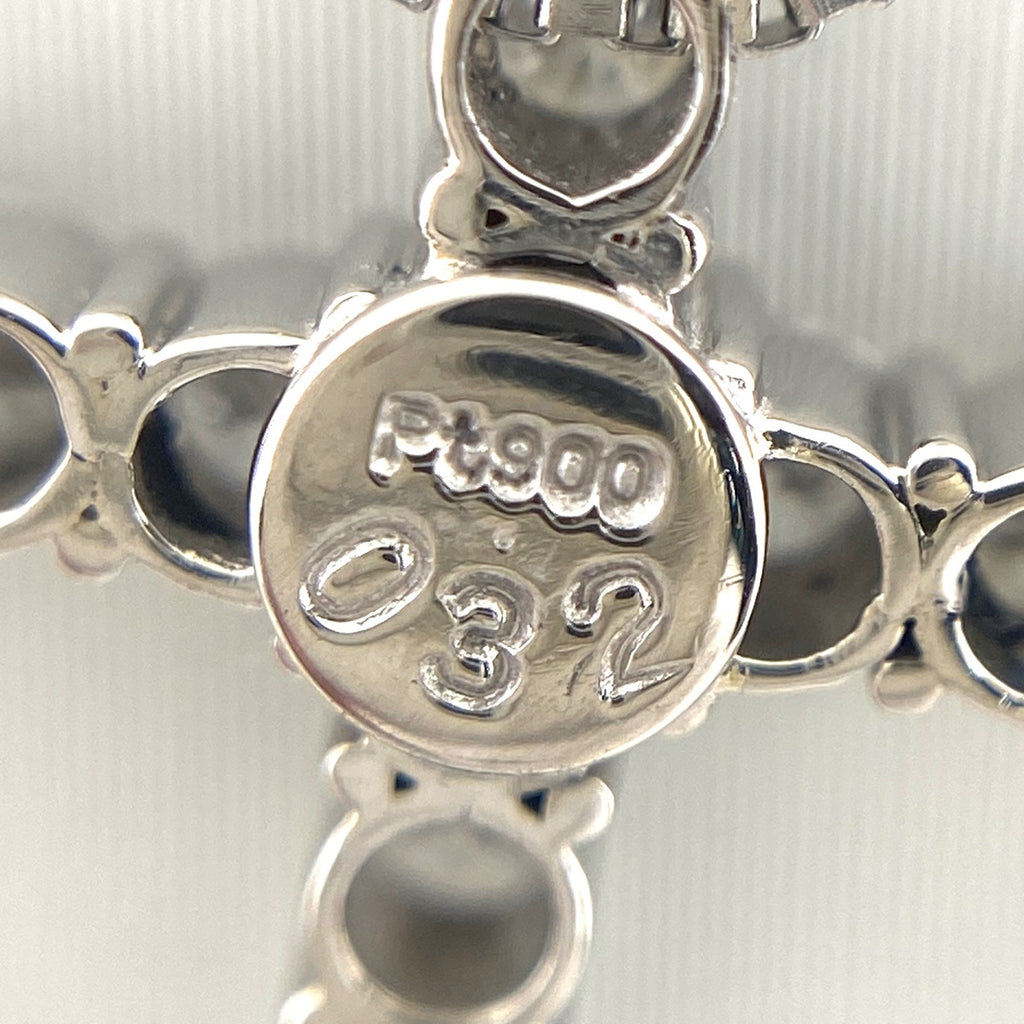 クロスモチーフ デザインネックレス プラチナ ペンダント メレダイヤ 十字架 ネックレス Pt900 Pt850 ダイヤモンド レディース 【中古】nbjwl