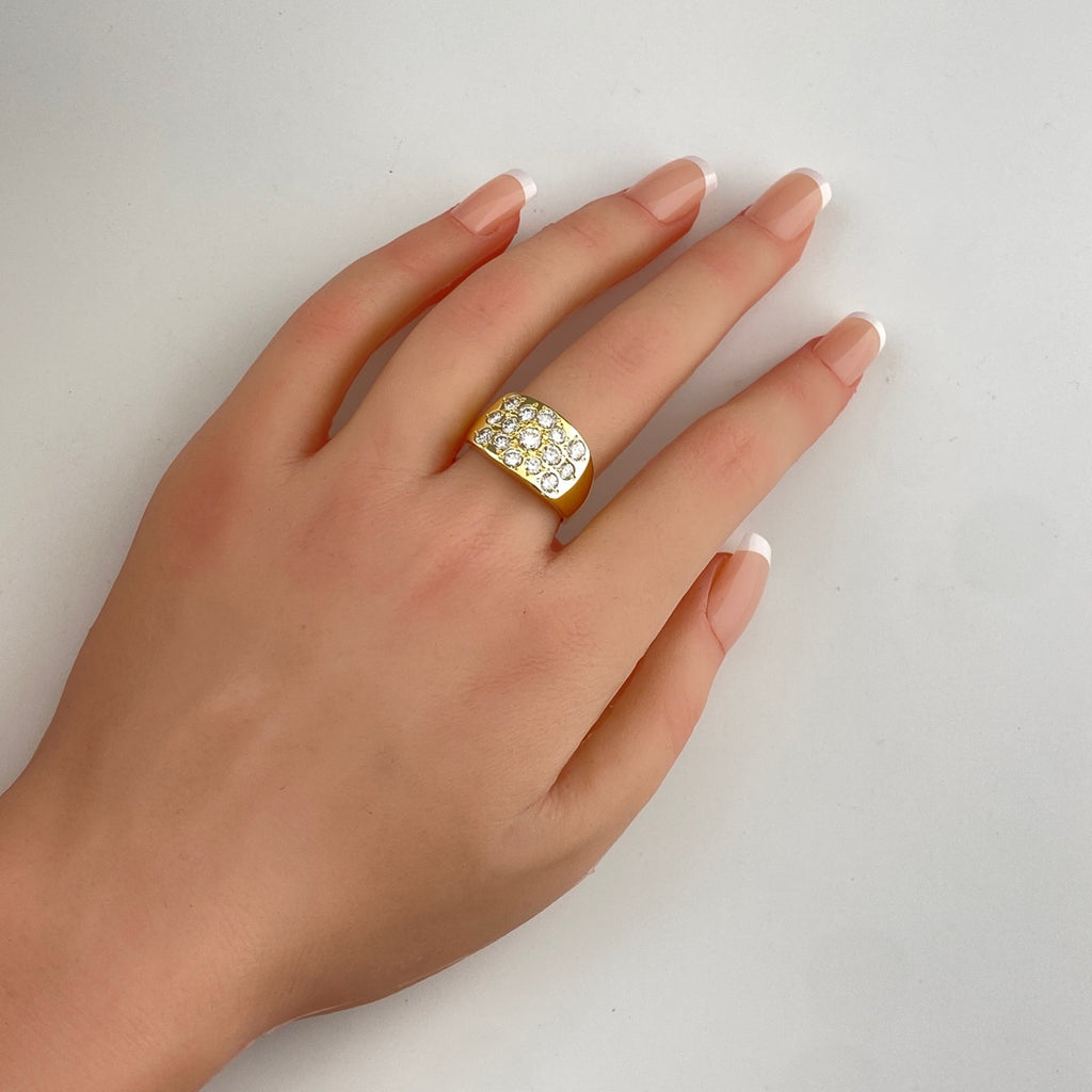 メレダイヤ デザインリング YG イエローゴールド 指輪 リング 16.5号 K18 ダイヤモンド レディース 【中古】nbjwl