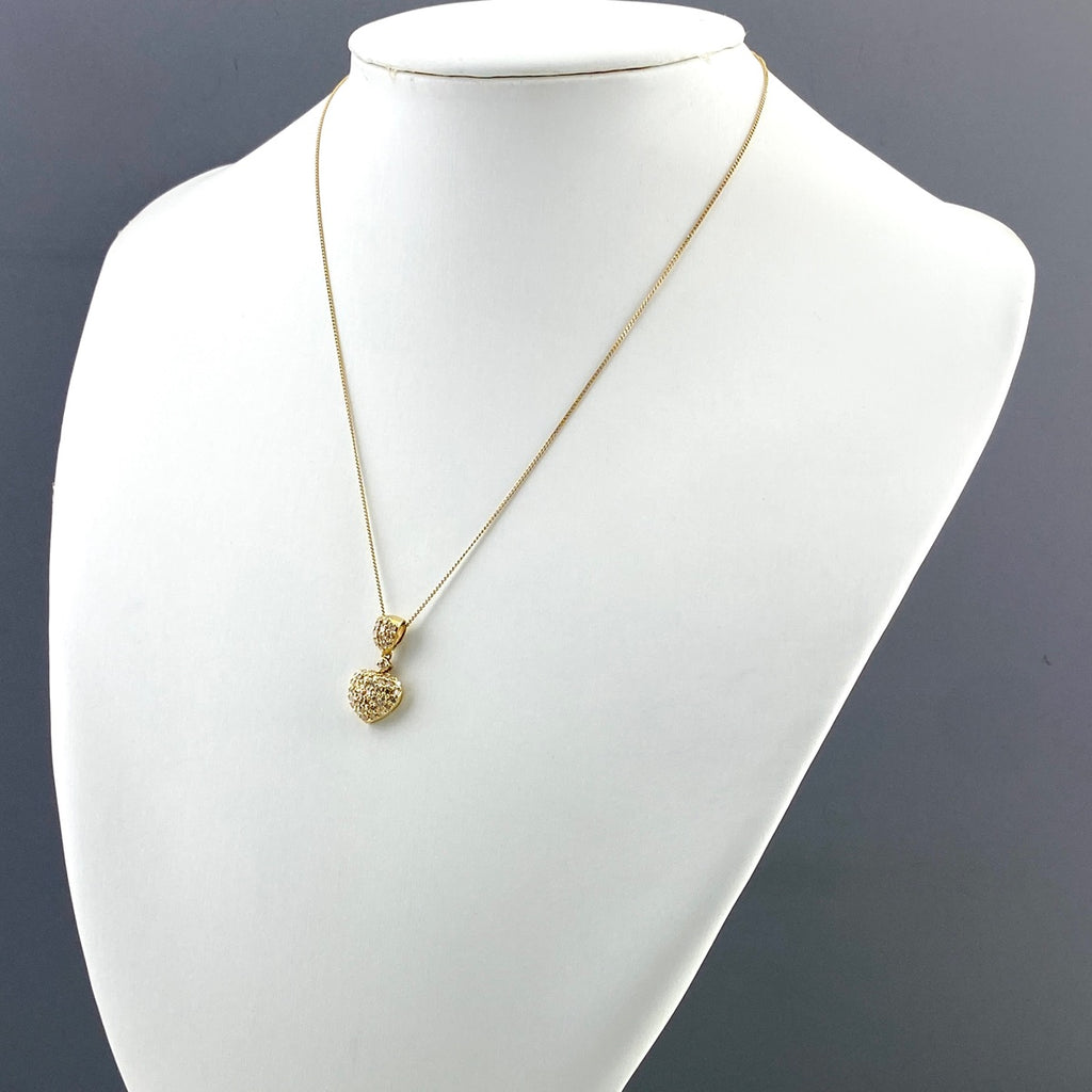 ハートモチーフ デザインネックレス YG イエローゴールド ペンダント メレダイヤ ネックレス K18 750 ダイヤモンド レディース 【中古】nbjwl