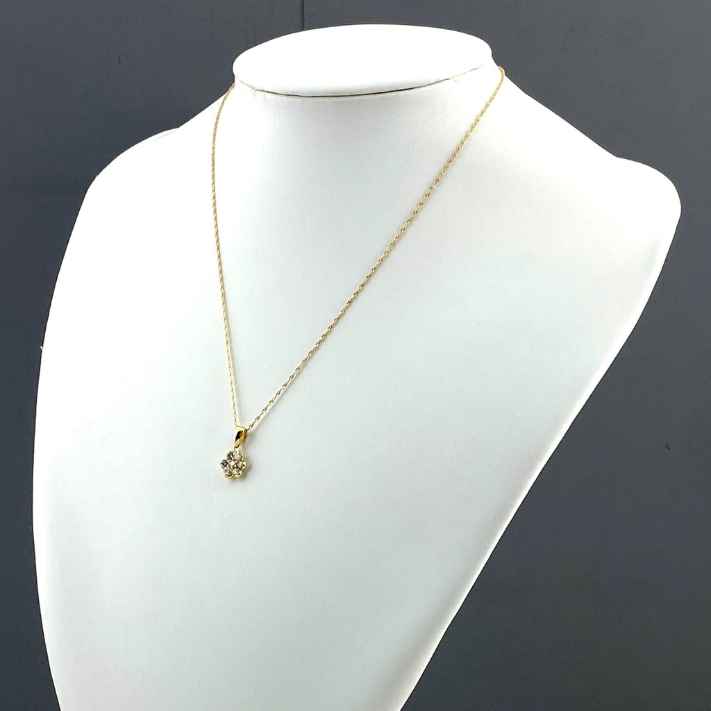 メレダイヤ デザインネックレス YG イエローゴールド ペンダント ネックレス K18 750 ダイヤモンド レディース 【中古】nbjwl