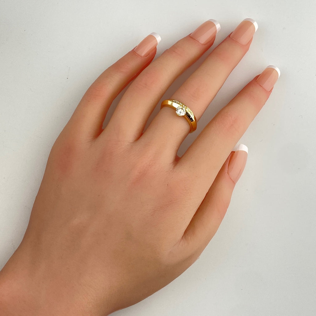 メレダイヤ デザインリング YG イエローゴールド 指輪 リング 13.5号 K18 ダイヤモンド レディース 【中古】nbjwl