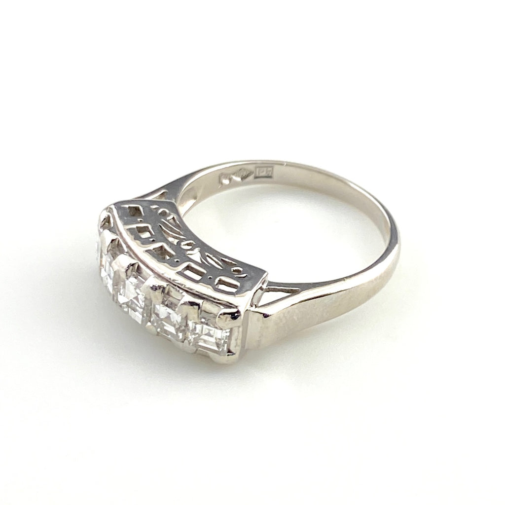 メレダイヤ デザインリング プラチナ 指輪 リング 11号 Pt900 ダイヤモンド レディース 【中古】nbjwl