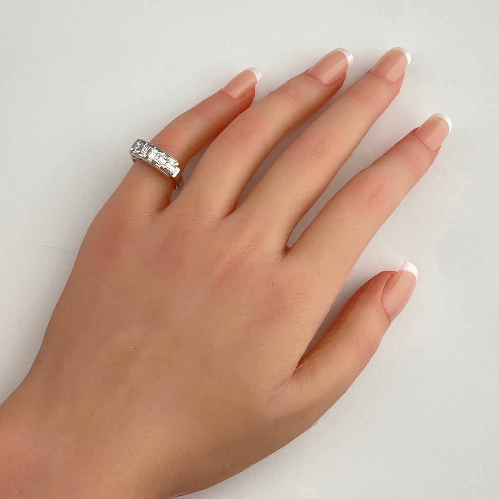 メレダイヤ デザインリング プラチナ 指輪 リング 11号 Pt900 ダイヤモンド レディース 【中古】nbjwl