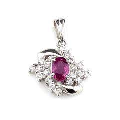 ルビー デザインペンダントトップ プラチナ メレダイヤ ペンダントトップ Pt900 ルビー ダイヤモンド レディース 【中古】nbjwl