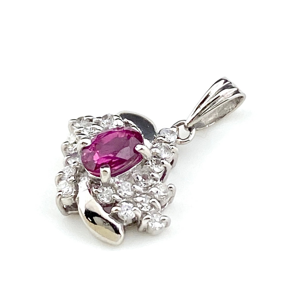 ルビー デザインペンダントトップ プラチナ メレダイヤ ペンダントトップ Pt900 ルビー ダイヤモンド レディース 【中古】nbjwl
