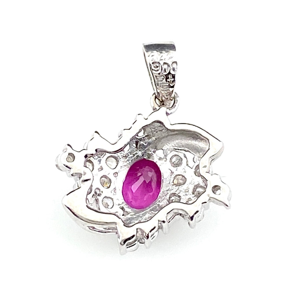 ルビー デザインペンダントトップ プラチナ メレダイヤ ペンダントトップ Pt900 ルビー ダイヤモンド レディース 【中古】nbjwl