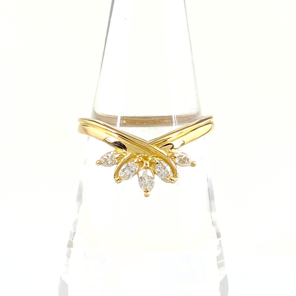 メレダイヤ デザインリング YG イエローゴールド 指輪 リング 14号 K18 ダイヤモンド レディース 【中古】nbjwl