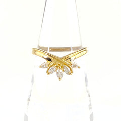 メレダイヤ デザインリング YG イエローゴールド 指輪 リング 14号 K18 ダイヤモンド レディース 【中古】nbjwl