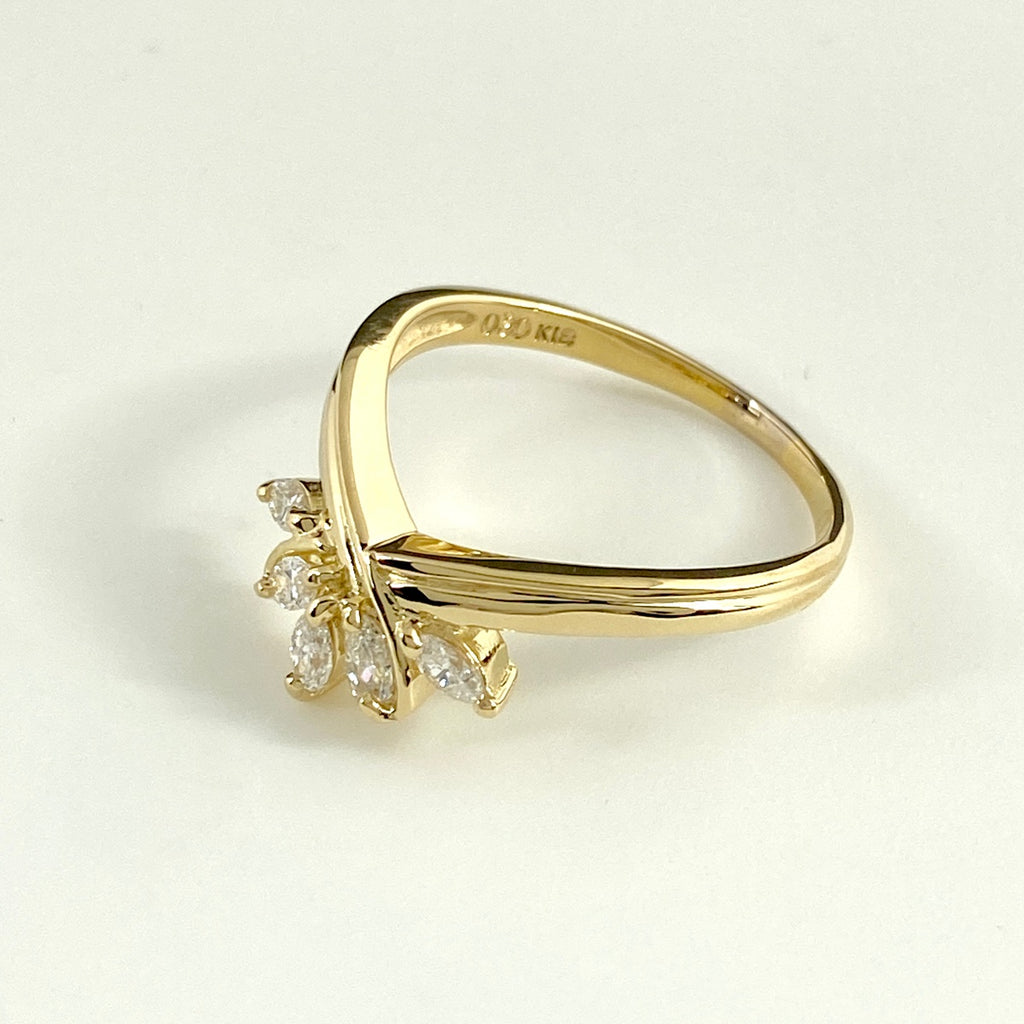 メレダイヤ デザインリング YG イエローゴールド 指輪 リング 14号 K18 ダイヤモンド レディース 【中古】nbjwl