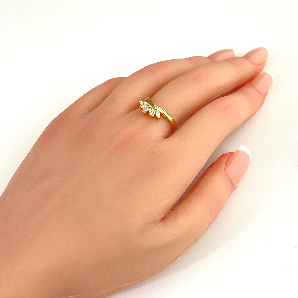 メレダイヤ デザインリング YG イエローゴールド 指輪 リング 14号 K18 ダイヤモンド レディース 【中古】nbjwl