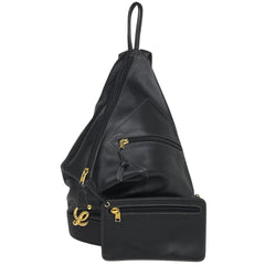 ロエベ アントン リュックサック バッグパック アナグラム リュック レザー ブラック レディース 【中古】brbag