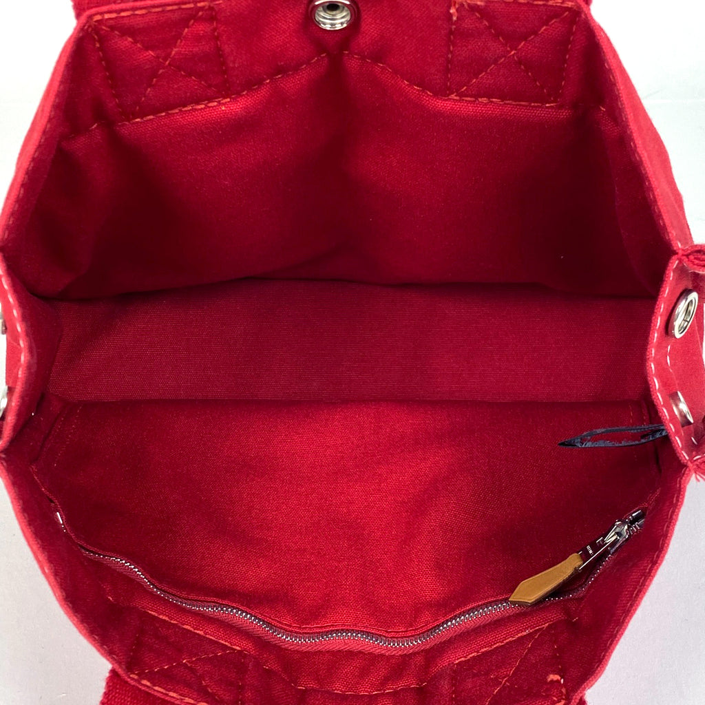 エルメス ドーヴィル PM ハンドバッグ トートバッグ キャンバス レッド レディース 【中古】brbag