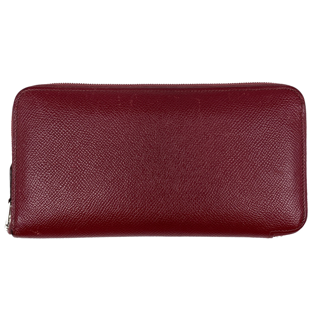 エルメス アザップ ロング シルクイン ラウンドファスナー スカーフ 長財布 レザー レッド X レディース 【中古】brbag