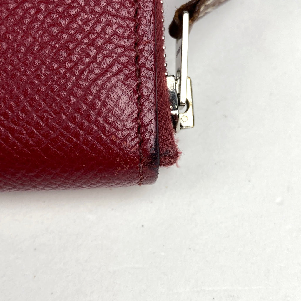 エルメス アザップ ロング シルクイン ラウンドファスナー スカーフ 長財布 レザー レッド X レディース 【中古】brbag