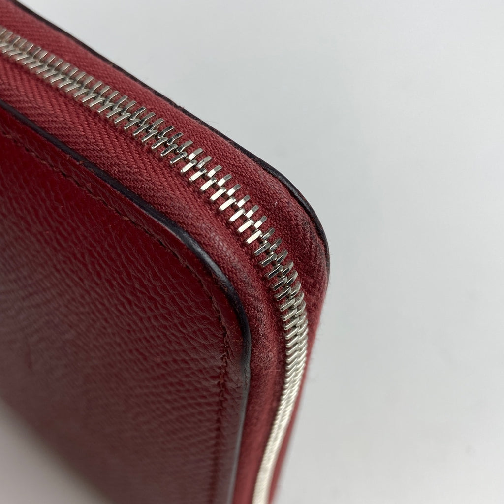 エルメス アザップ ロング シルクイン ラウンドファスナー スカーフ 長財布 レザー レッド X レディース 【中古】brbag