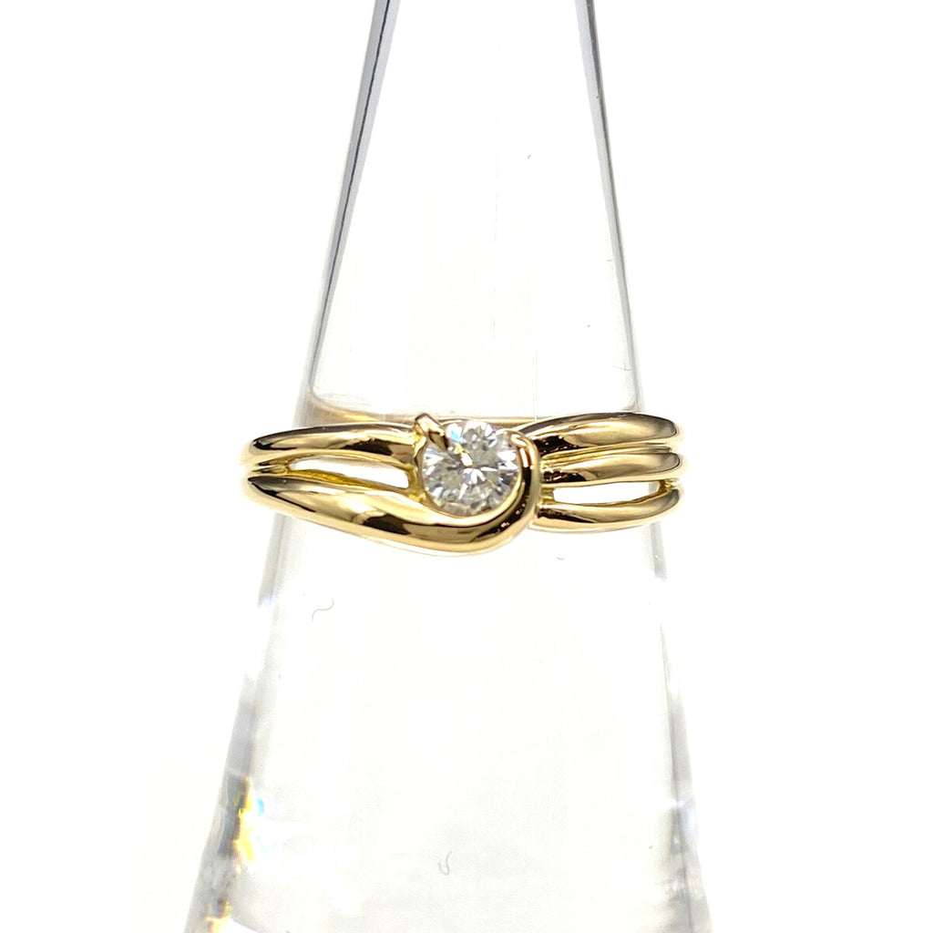 ダイヤモンド デザインリング YG イエローゴールド 指輪 リング 11号 K18 ダイヤモンド レディース 【中古】nbjwl