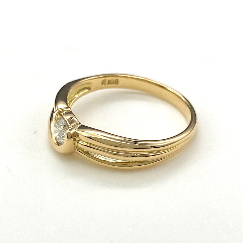 ダイヤモンド デザインリング YG イエローゴールド 指輪 リング 11号 K18 ダイヤモンド レディース 【中古】nbjwl