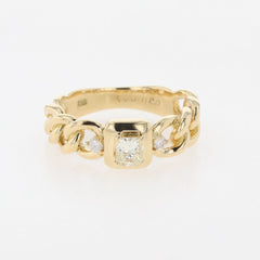 ダイヤモンド デザインリング YG イエローゴールド 指輪 リング 11号 K18 ダイヤモンド レディース 【中古】nbjwl