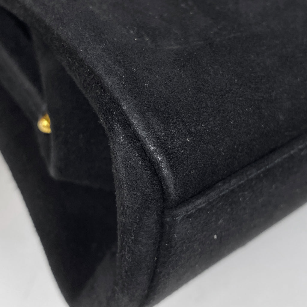 シャネル ココマーク ショルダーバッグ がま口 リボン ショルダーバッグ スエード ブラック レディース 【中古】brbag