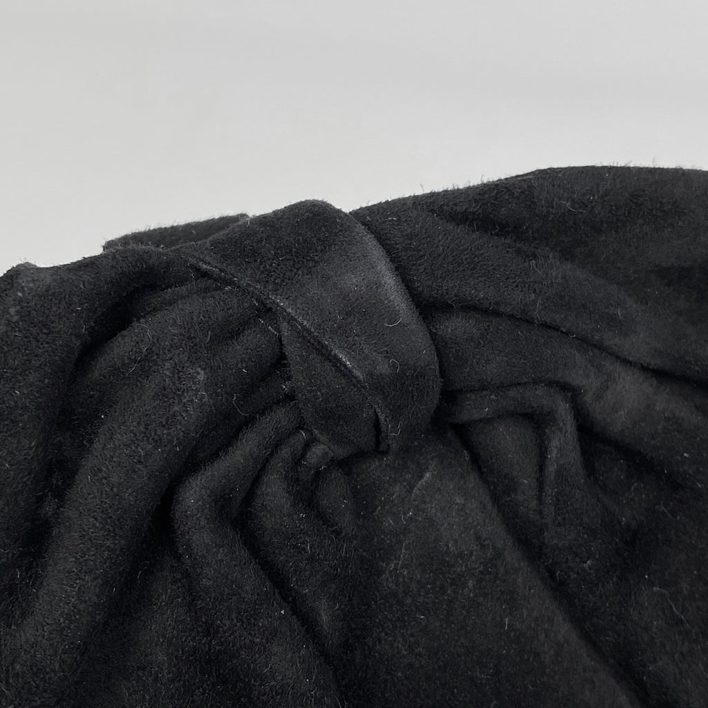 シャネル ココマーク ショルダーバッグ がま口 リボン ショルダーバッグ スエード ブラック レディース 【中古】brbag