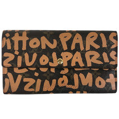 ルイ・ヴィトン ポルト モネ クレディ 札入れ 小銭入れ 長財布 モノグラムグラフィティ ブラウン M92190 レディース 【中古】brbag