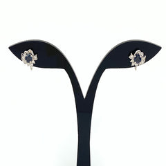 サファイア デザインイヤリング プラチナ メレダイヤ イヤリング Pt850 サファイア ダイヤモンド レディース 【中古】nbjwl